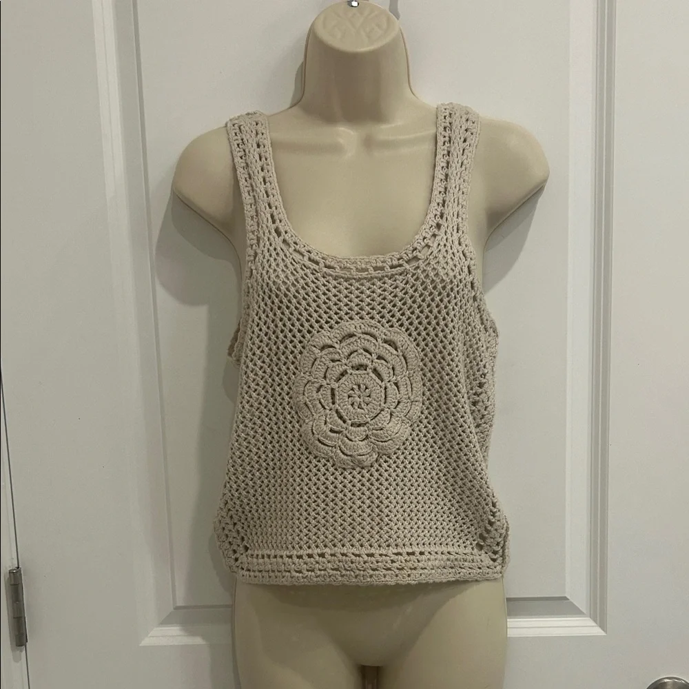 Beige Crochet Tank Top - Picture 1 of 2